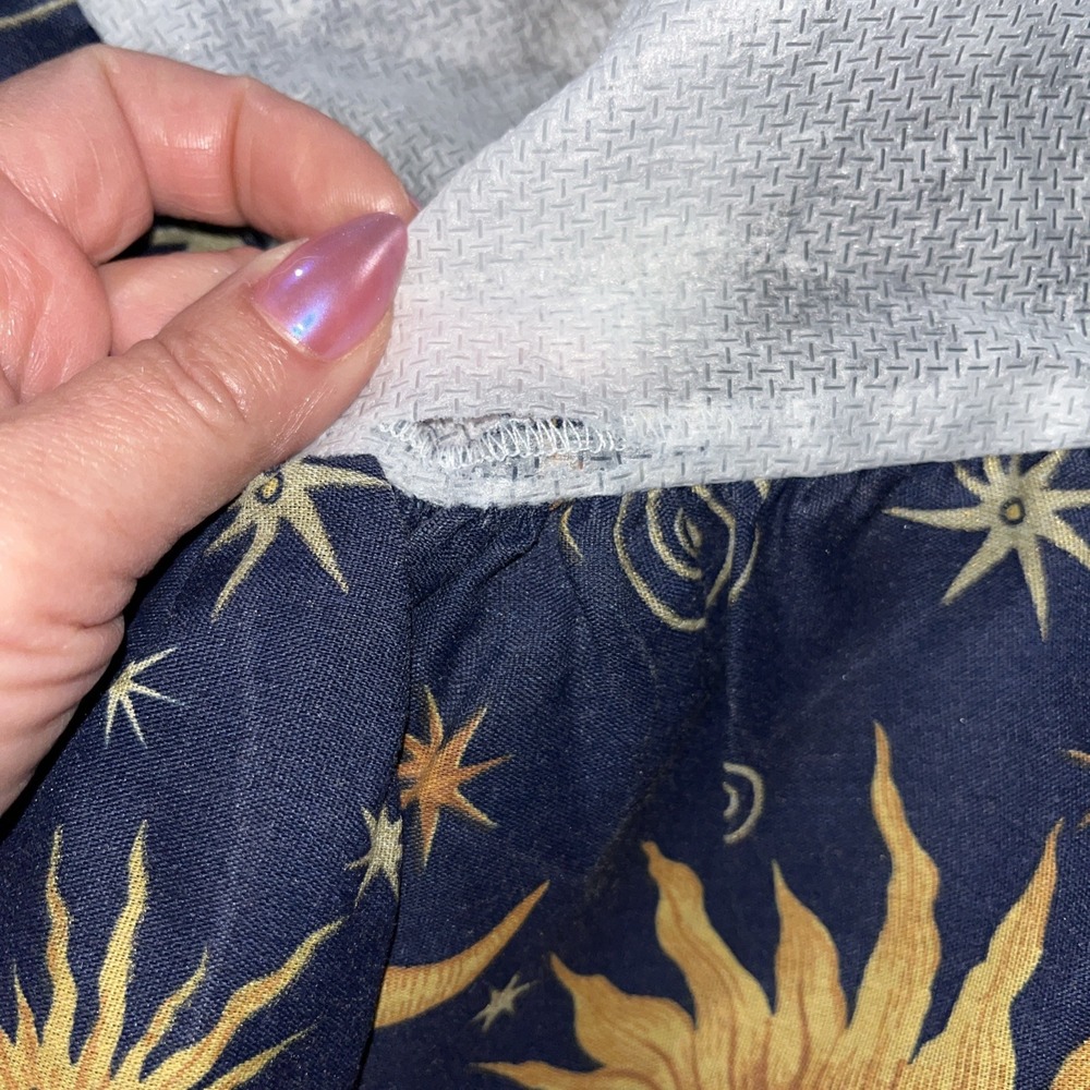 VTG 90s Bed Skirt Celestial Sun Moon Stars Full Double Blue Gold Whimsigoth Y2K - Picture 2 of 10